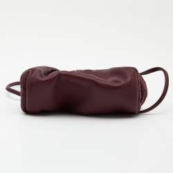 Pre Owned Bottega Veneta Burgundy Leather Extra Mini Pouch