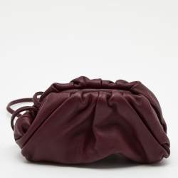 Pre Owned Bottega Veneta Burgundy Leather Extra Mini Pouch