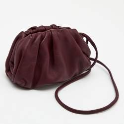 Pre Owned Bottega Veneta Burgundy Leather Extra Mini Pouch