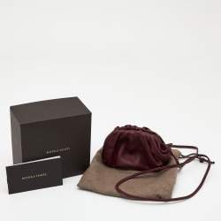 Pre Owned Bottega Veneta Burgundy Leather Extra Mini Pouch