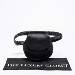 Pre Owned Bottega Veneta Black Intrecciato Leather Belt Bag