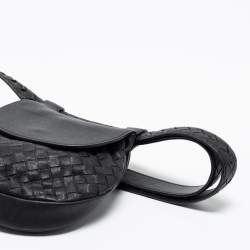 Pre Owned Bottega Veneta Black Intrecciato Leather Belt Bag