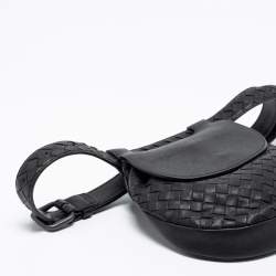 Pre Owned Bottega Veneta Black Intrecciato Leather Belt Bag