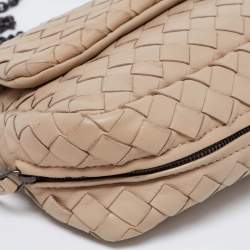 Pre Owned Bottega Veneta Beige Intrecciato Leather Mini Crossbody Bag