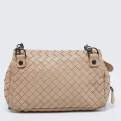 Pre Owned Bottega Veneta Beige Intrecciato Leather Mini Crossbody Bag