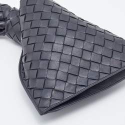 Pre Owned Bottega Veneta Black Intrecciato Leather BV Twist Clutch