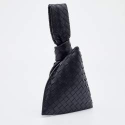 Pre Owned Bottega Veneta Black Intrecciato Leather BV Twist Clutch
