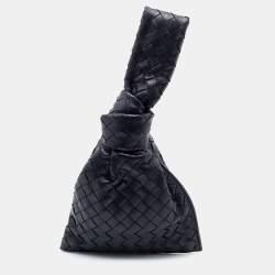 Pre Owned Bottega Veneta Black Intrecciato Leather BV Twist Clutch