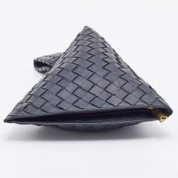 Pre Owned Bottega Veneta Black Intrecciato Leather BV Twist Clutch