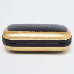 Pre Owned Bottega Veneta Black/Gold Leather Knot Clutch