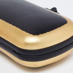 Pre Owned Bottega Veneta Black/Gold Leather Knot Clutch