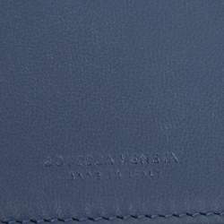 Pre Owned Bottega Veneta Blue Intrecciato Leather Wallet