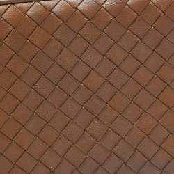 Pre Owned Bottega Veneta Brown Intrecciato Leather Zip Around Wallet