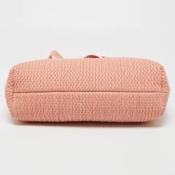 Pre Owned Bottega Veneta Peach Quilted Leather Medium Point Shoulder Bag