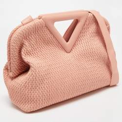 Pre Owned Bottega Veneta Peach Quilted Leather Medium Point Shoulder Bag