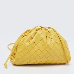 Pre Owned Bottega Veneta Yellow Intrecciato Leather Pouch