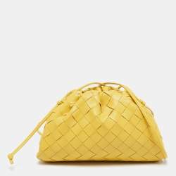 Pre Owned Bottega Veneta Yellow Intrecciato Leather Pouch