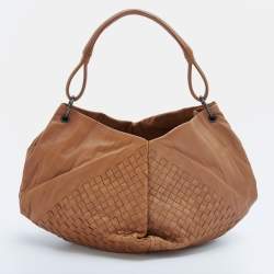 Pre Owned Bottega Veneta Beige Intrecciato Leather Aquilone Fortune Cookie Hobo