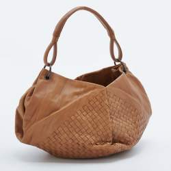 Pre Owned Bottega Veneta Beige Intrecciato Leather Aquilone Fortune Cookie Hobo