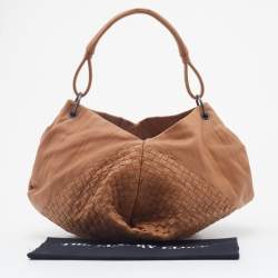 Pre Owned Bottega Veneta Beige Intrecciato Leather Aquilone Fortune Cookie Hobo