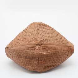 Pre Owned Bottega Veneta Beige Intrecciato Leather Aquilone Fortune Cookie Hobo