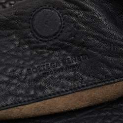 Pre Owned Bottega Veneta Black Textured Leather Chain Shoulder Bag