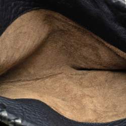 Pre Owned Bottega Veneta Black Textured Leather Chain Shoulder Bag