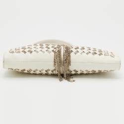 Pre Owned Bottega Veneta White Intrecciato Leather Top Handle Bag