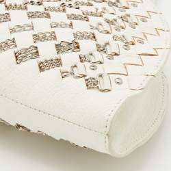 Pre Owned Bottega Veneta White Intrecciato Leather Top Handle Bag