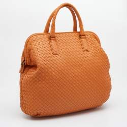 Pre Owned Bottega Veneta Tan Intrecciato Leather Satchel