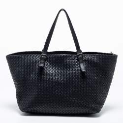 Pre Owned Bottega Veneta Black Intrecciato Leather Tote
