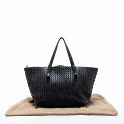 Pre Owned Bottega Veneta Black Intrecciato Leather Tote