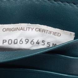 Pre Owned Bottega Veneta Teal Intrecciato Leather Zip Card Holder