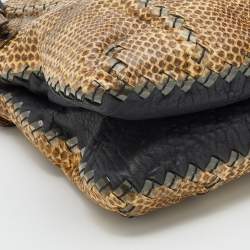 مملوكة مسبقًا Bottega Veneta Beige Watersnake Double Zip Satchel