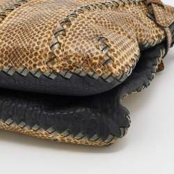 مملوكة مسبقًا Bottega Veneta Beige Watersnake Double Zip Satchel