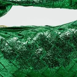 Pre Owned Bottega Veneta Metallic Green Intrecciato Leather Mini BV Jodie Bag