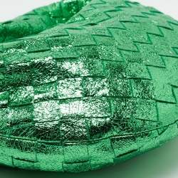 Pre Owned Bottega Veneta Metallic Green Intrecciato Leather Mini BV Jodie Bag