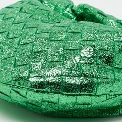 Pre Owned Bottega Veneta Metallic Green Intrecciato Leather Mini BV Jodie Bag