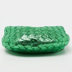 Pre Owned Bottega Veneta Metallic Green Intrecciato Leather Mini BV Jodie Bag