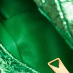 Pre Owned Bottega Veneta Metallic Green Intrecciato Leather Mini BV Jodie Bag