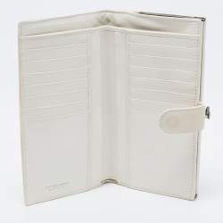 Pre Owned Bottega Veneta White Intrecciato Leather Continental Wallet