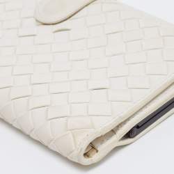 Pre Owned Bottega Veneta White Intrecciato Leather Continental Wallet