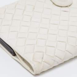 Pre Owned Bottega Veneta White Intrecciato Leather Continental Wallet