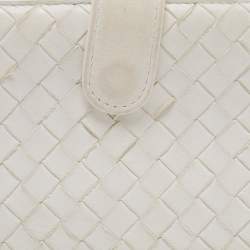 Pre Owned Bottega Veneta White Intrecciato Leather Continental Wallet