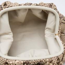 Pre Owned Bottega Veneta Brown/Beige Python Large The Pouch Clutch