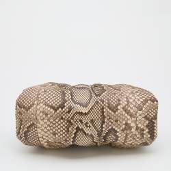 Pre Owned Bottega Veneta Brown/Beige Python Large The Pouch Clutch