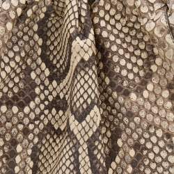 Pre Owned Bottega Veneta Brown/Beige Python Large The Pouch Clutch