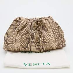 Pre Owned Bottega Veneta Brown/Beige Python Large The Pouch Clutch