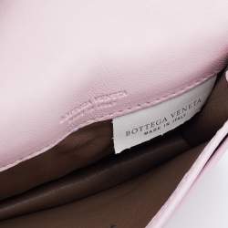 Pre Owned Bottega Veneta Pink Intrecciato Leather Business Card Case