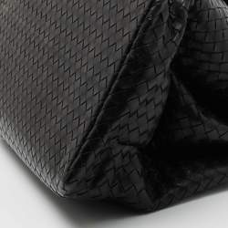Pre Owned Bottega Veneta Black Intrecciato Leather Medium Roma Tote
